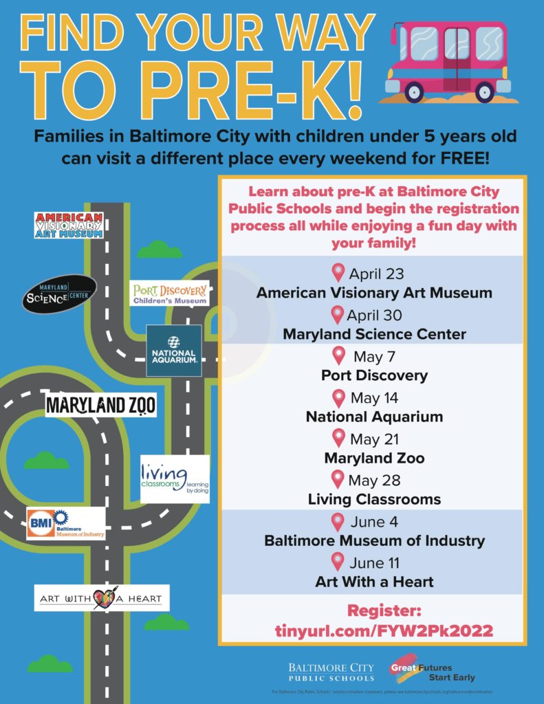 Image that says Find Your Way to Pre-K for Baltimore City